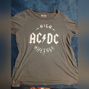 AC/DC High Voltage Charcoal GrayTee.women's Sz.M.‎